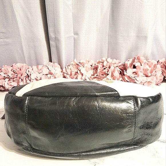 NWT HOBO Int'l Black with Multi-Color Leather Patchwork Design Shoulder Bag - Picture 5 of 8